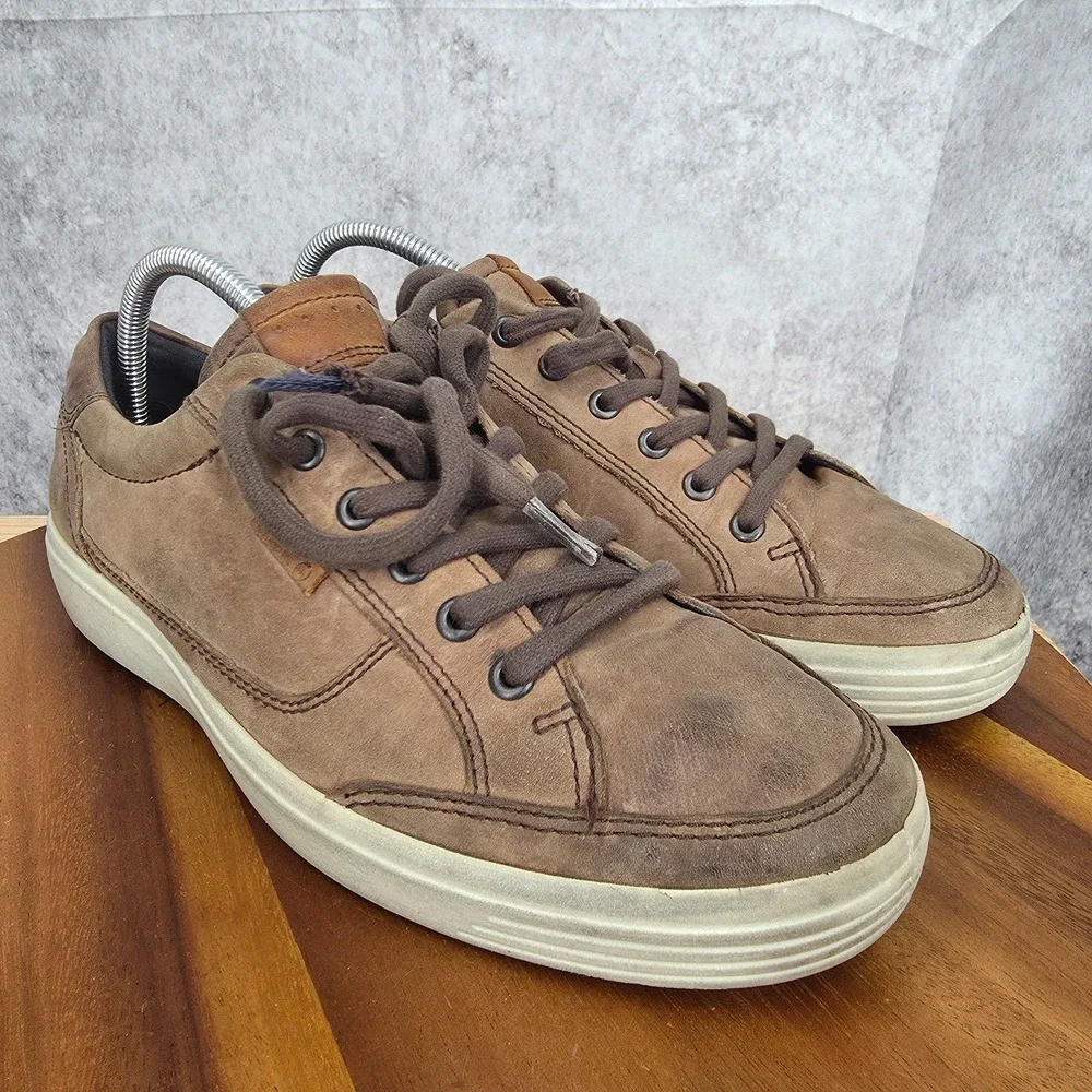 Ecco Soft 7 Sneakers Mens 8‎ / 8.5 Eu 42 Brown Leather Low Top Comfort Shoes *